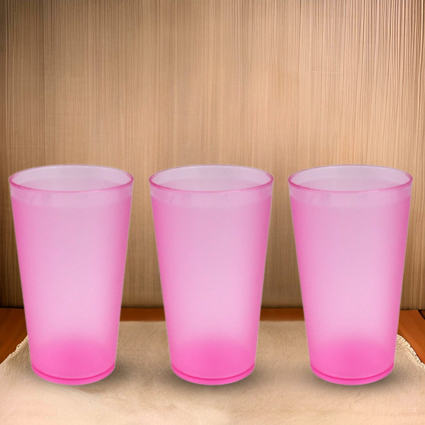 Versatile 6-piece plastic glass set by for refreshing drinks at home or office.