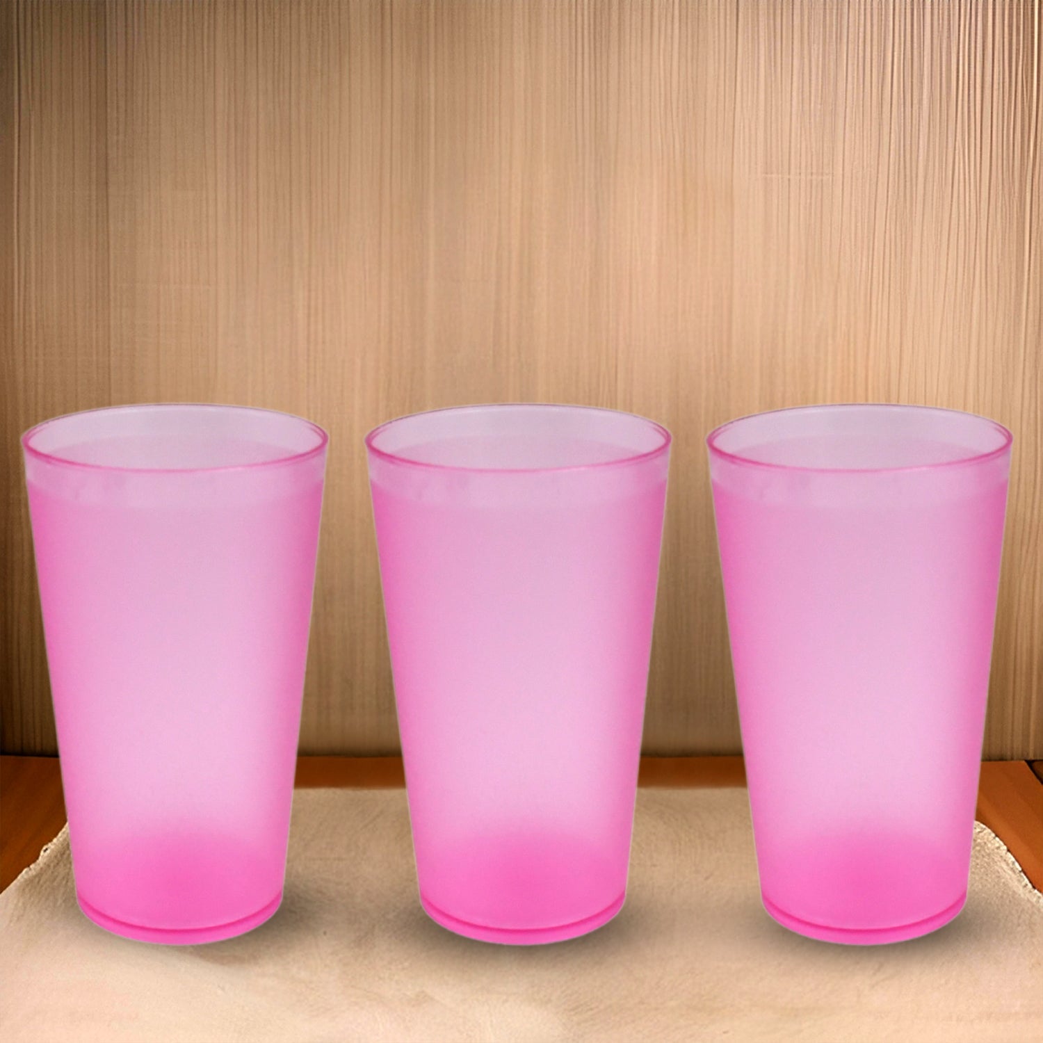 Versatile 6-piece plastic glass set by for refreshing drinks at home or office.