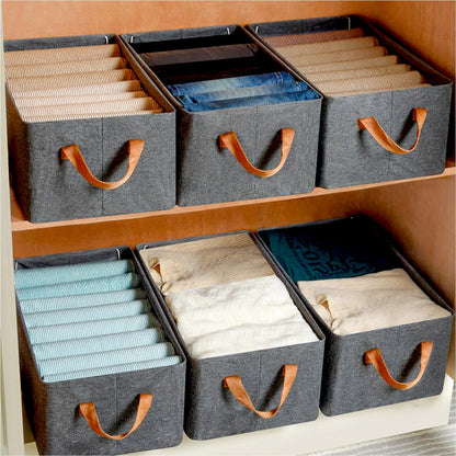 An empty 45 cm foldable storage box in light cotton linen, ready for home organization.
