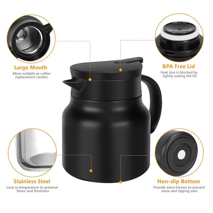 Own Hydrate Thermal Coffee Carafe and matching bottle filled with hot beverage.