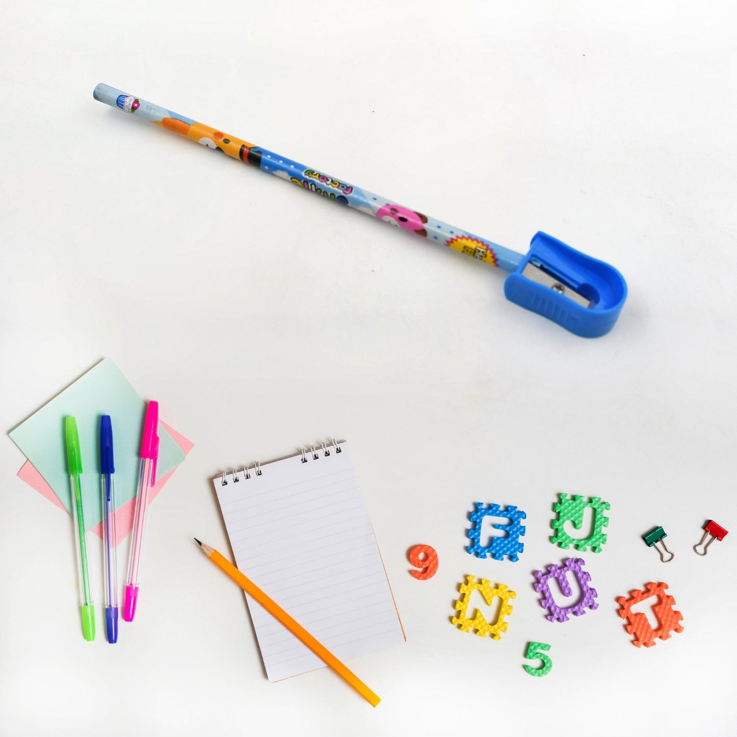 Small notebook with a colorful cover, perfect for drawing and writing in the kids stationery set.