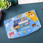 Vibrant cartoon metal compass box for kids, showcasing the included 6-piece stationery set.