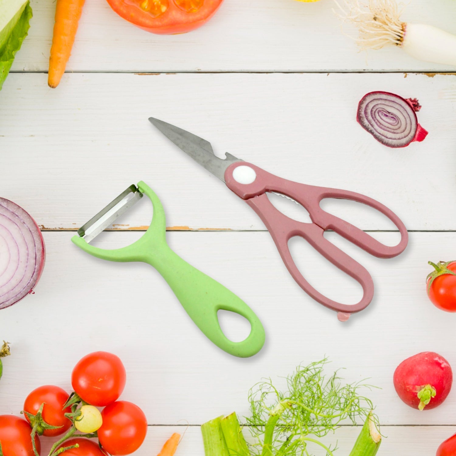 The full 6-piece corrugated kitchen knife set neatly displayed in a sleek knife block.