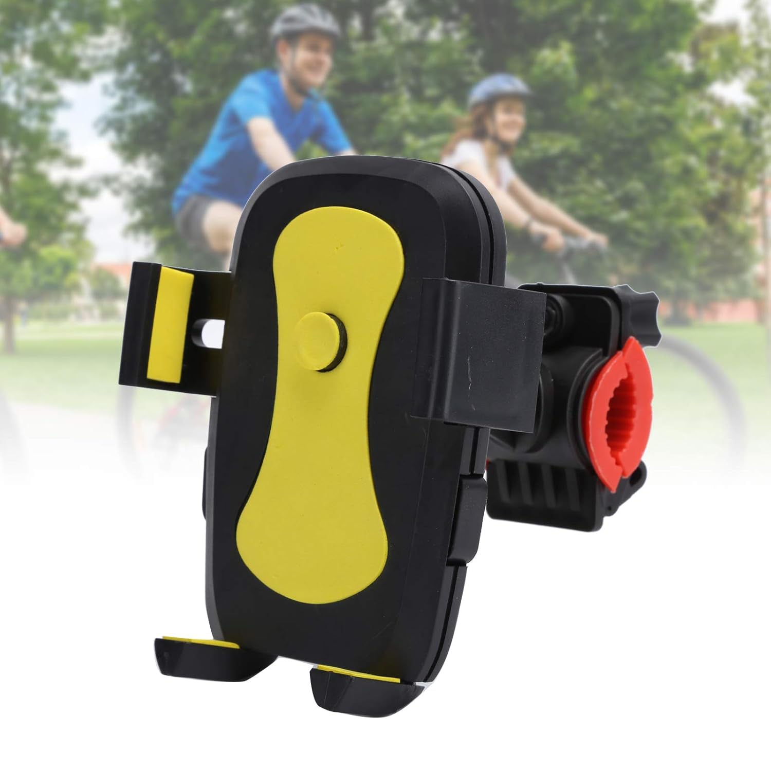Motorcycle phone mount demonstrating 360-degree rotation.