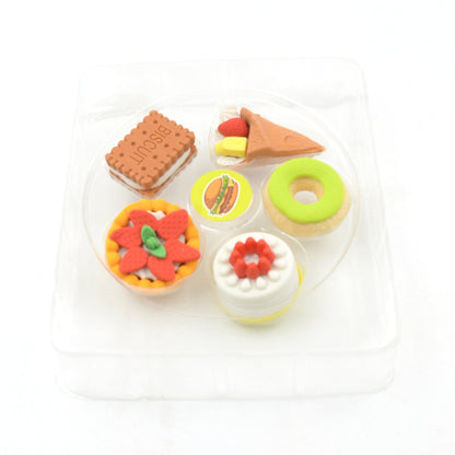 Collection of novelty 3D fast food erasers, perfect for school supplies.