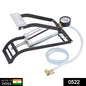 Heavy-duty steel foot pump with gauge for car and bike tires.