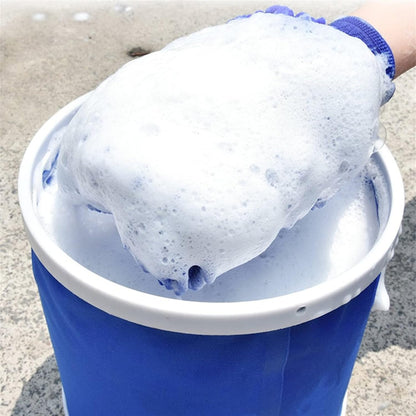 Plush microfiber hand glove duster for scratch-free cleaning.