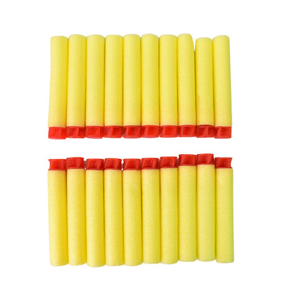 Close-up of a soft foam dart, showing compatibility with Nerf blasters.