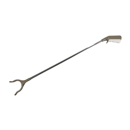 Lightweight garbage picker tool showcasing its full length and easy-squeeze trigger.