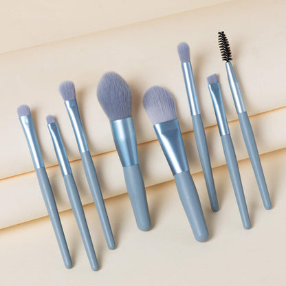 A single foundation brush from the mini makeup brush set, highlighting its dense synthetic bristles.