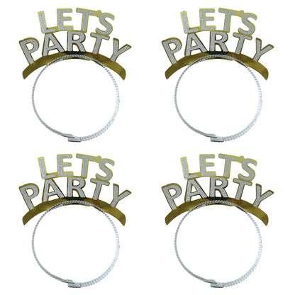 Pack of four reusable glitter party headbands perfect for birthdays and anniversary parties