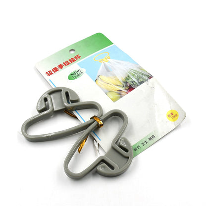 Set of two bright plastic grocery bag holders, ideal for everyday shopping convenience.