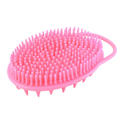 Dual-texture silicone bath brush designed for exfoliation and massage