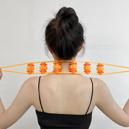 Handheld back massage roller rope on a clean white background