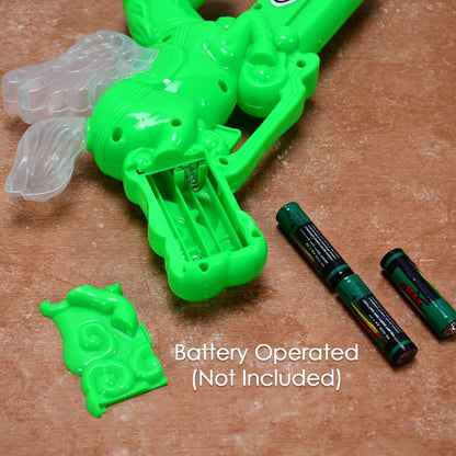 Close-up of a child's hand holding the Musical Laser Gun for Kids.