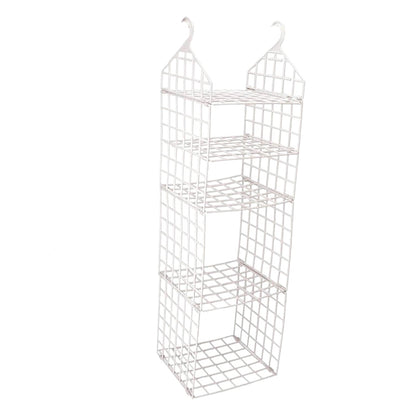 The multipurpose clothes storage rack efficiently holding scarves and ties inside a closet.
