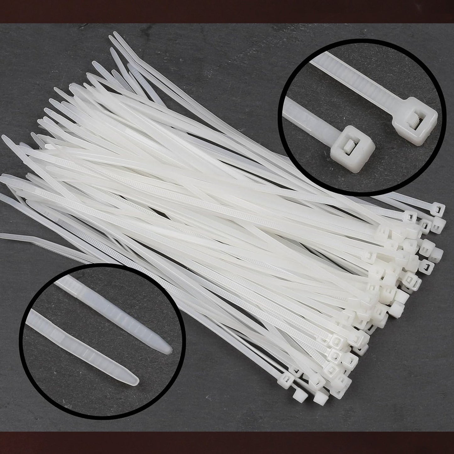 Black 10-inch cable ties from Organivo, shown coiled and ready for diverse applications.