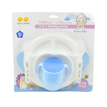 Child-friendly 5-piece feeding set in vibrant colours for engaging mealtimes.