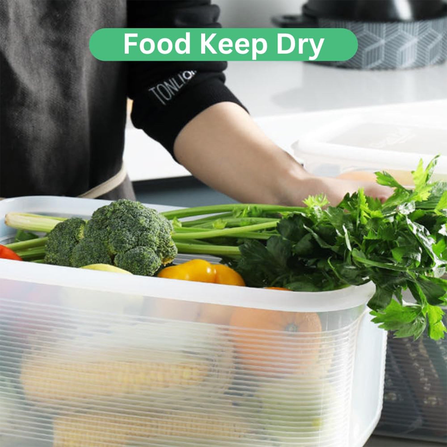 Plastic rectangular food containers with white airtight lids for multipurpose kitchen storage