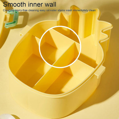 Interior of the bento lunch box showcasing easy-to-clean rounded corners.