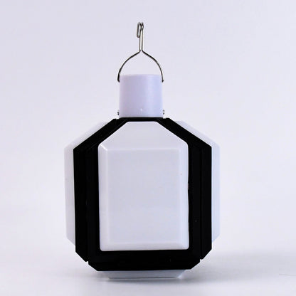 Portable camping LED light shown folded for easy travel and storage