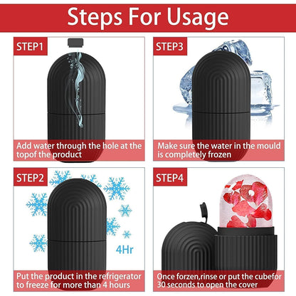 Single black face ice roller on a clean white background, ready for use.