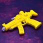 Front view of the Musical Transparent Toy Gun with glowing gears and rainbow lights.