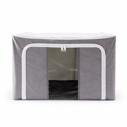 A hand demonstrating the easy folding mechanism of the collapsible storage bag.