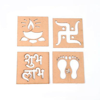 Elegant wooden decorative shapes showcasing spiritual symbols