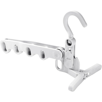 The durable plastic construction of the 5-hole foldable clothes hanger.