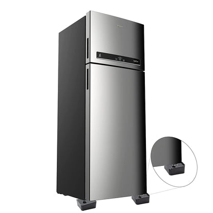 An appliance, possibly a refrigerator, elevated by the heavy-duty base stand set.