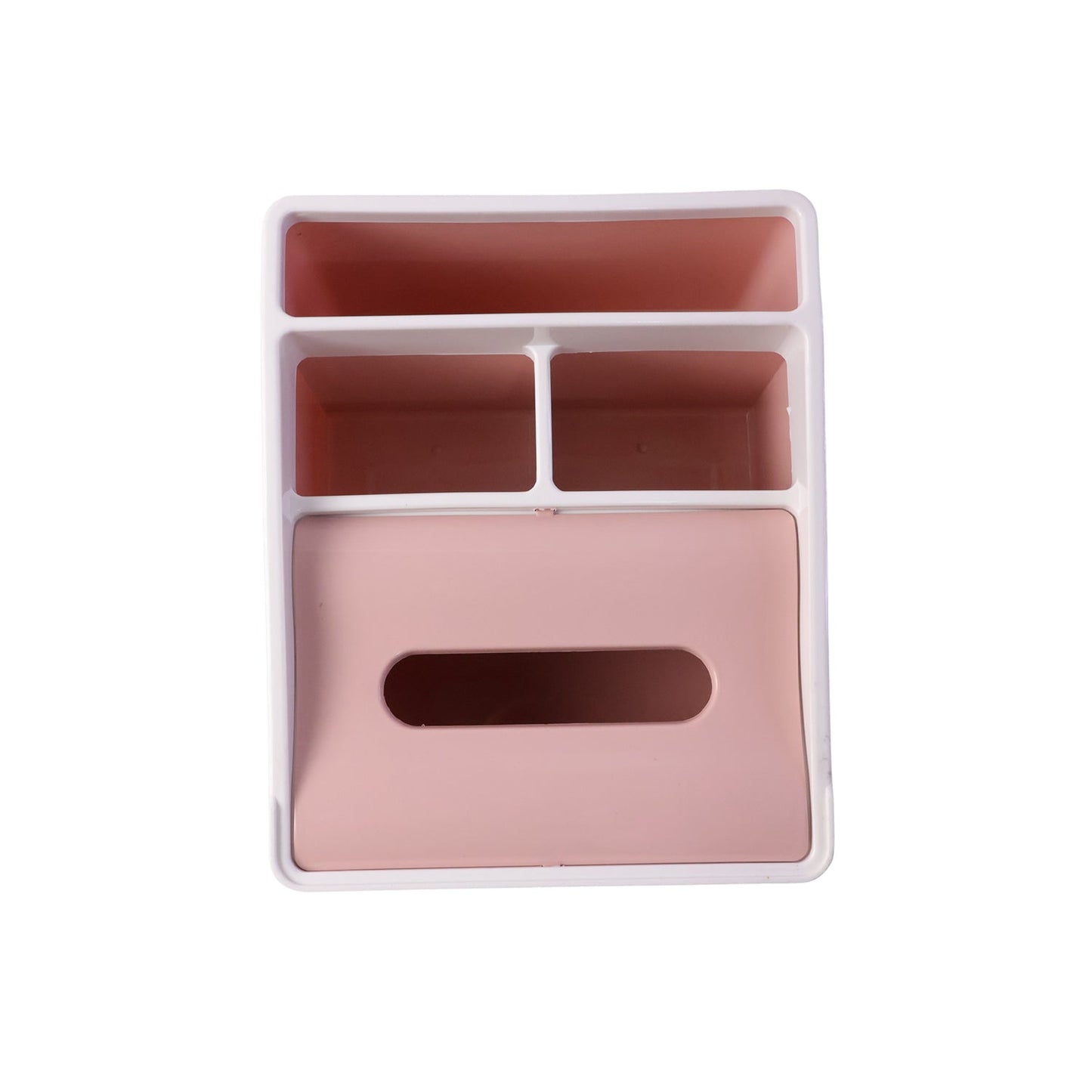 Organizer with multiple compartments and tissue slot for cosmetics and accessories