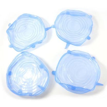 Set of flexible silicone stretch lids for kitchen bowls and containers