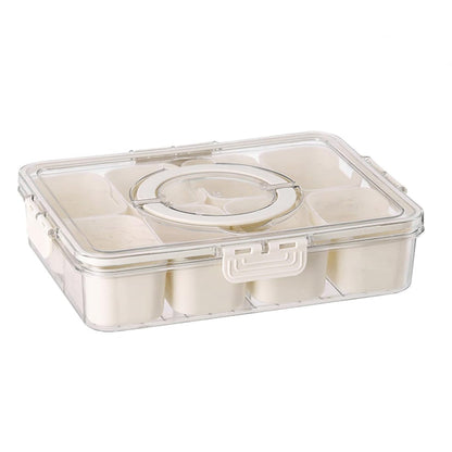 Plastic food storage box with 6 compartments and lid