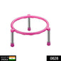 Stainless steel matka stand with a single ring design, shown empty.