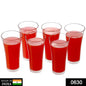 Set of 6 transparent polycarbonate plastic juicy glasses, 300ml.
