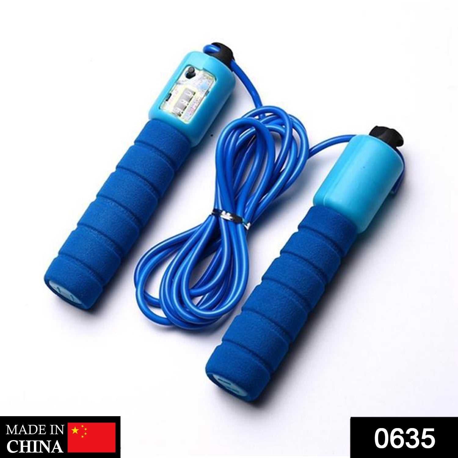 Fitness skipping rope with comfortable foam handles and counter.
