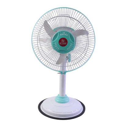 Close-up of safety grill and blades of pedestal fan
