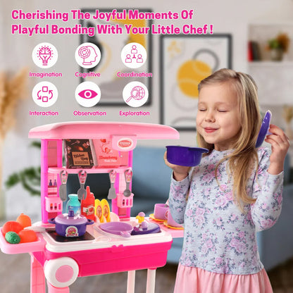 Kitchen set for kids accessories including pots and pans