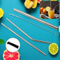 Happy Bathers' 4-piece stainless steel straws set with travel case and cleaning brush.
