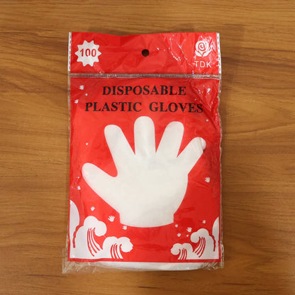 Transparent gloves sealed in packaging for food and cleaning tasks