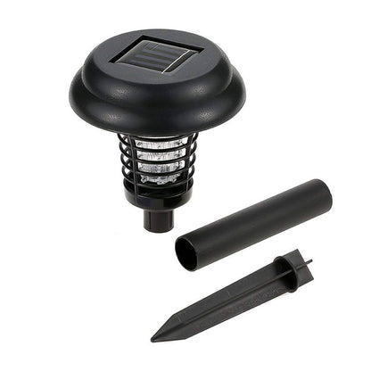 SolarBite UV LED mosquito catcher positioned outdoors near a patio.