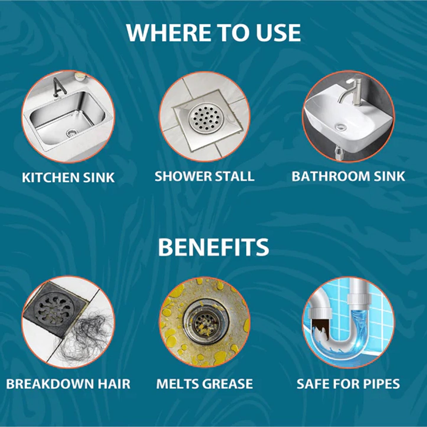 Close-up of Pollic Kadam brand drain cleaner sachet powder