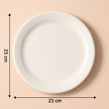 Glossy white round dinner plate ideal for snacks and curry servings