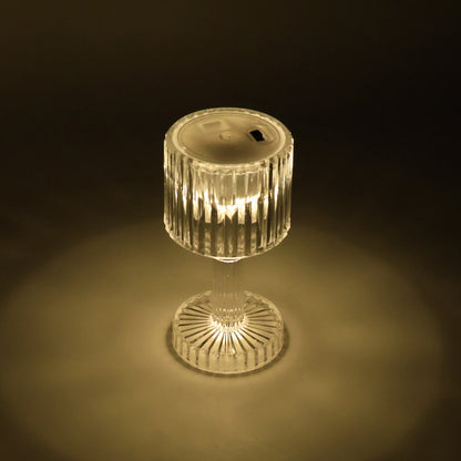 Night ambience created by warm light of LED crystal-effect table lamps