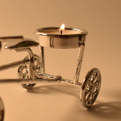 Artistic cycle tealight holder showcasing tealight diya for special occasions