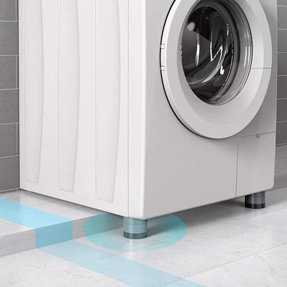 Adjustable height washing machine support pads for noise reduction