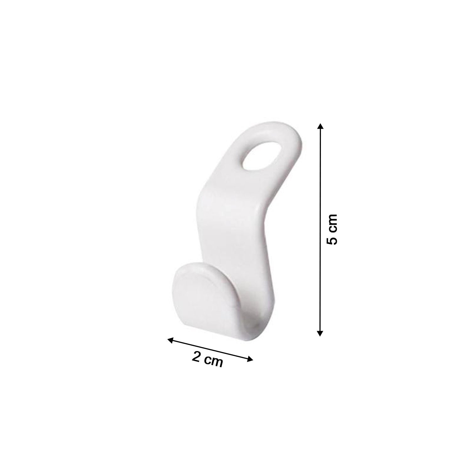 Detailed view of a durable plastic hanger connector hook.