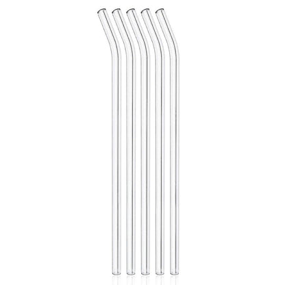 Sleek design of reusable clear glass straws, eco-friendly and dishwasher safe