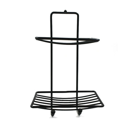 Space-saving stainless steel soap rack, showcasing its two-layer design.
